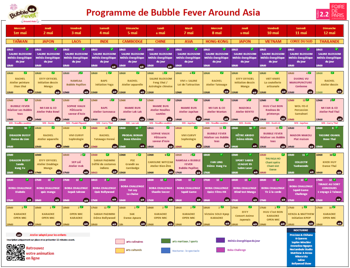 Programmation bubbler fever 2024