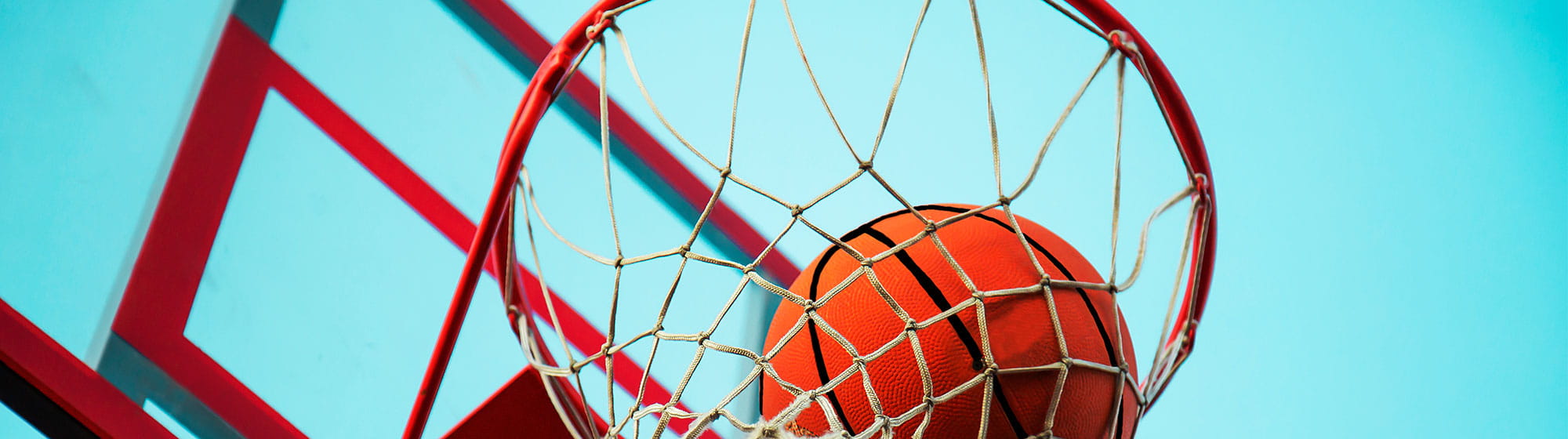 Ballon de basketball dans le panier