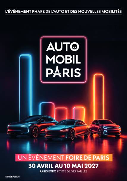 Affiche Auto Mobil Paris 2027, événement Foire de Paris dédié à l’automobile et aux nouvelles mobilités