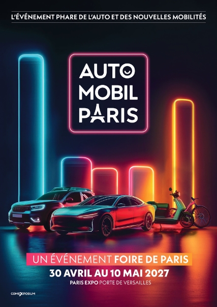 Affiche Auto Mobil Paris 2027, événement Foire de Paris dédié à l’automobile et aux nouvelles mobilités
