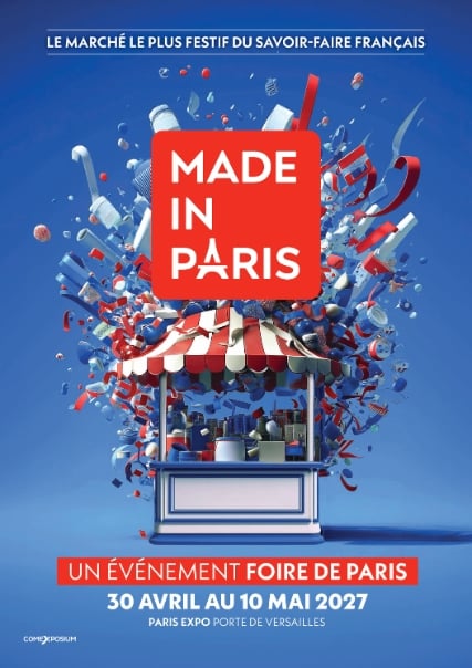 Affiche Made in Paris 2027, événement Foire de Paris dédié au savoir-faire français
