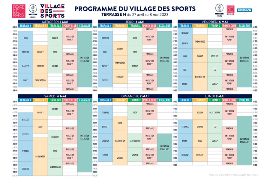 Programme Village des Sports
