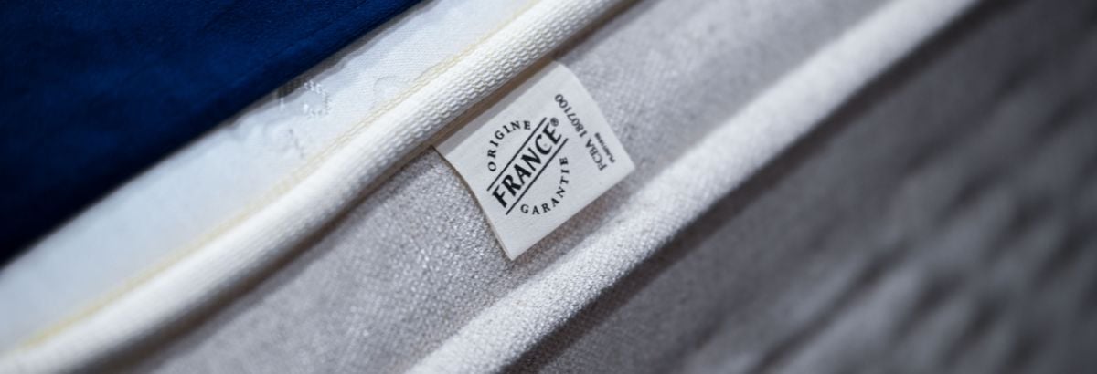 Étiquette "Origine France Garantie" sur un produit, illustrant la provenance et la qualité française